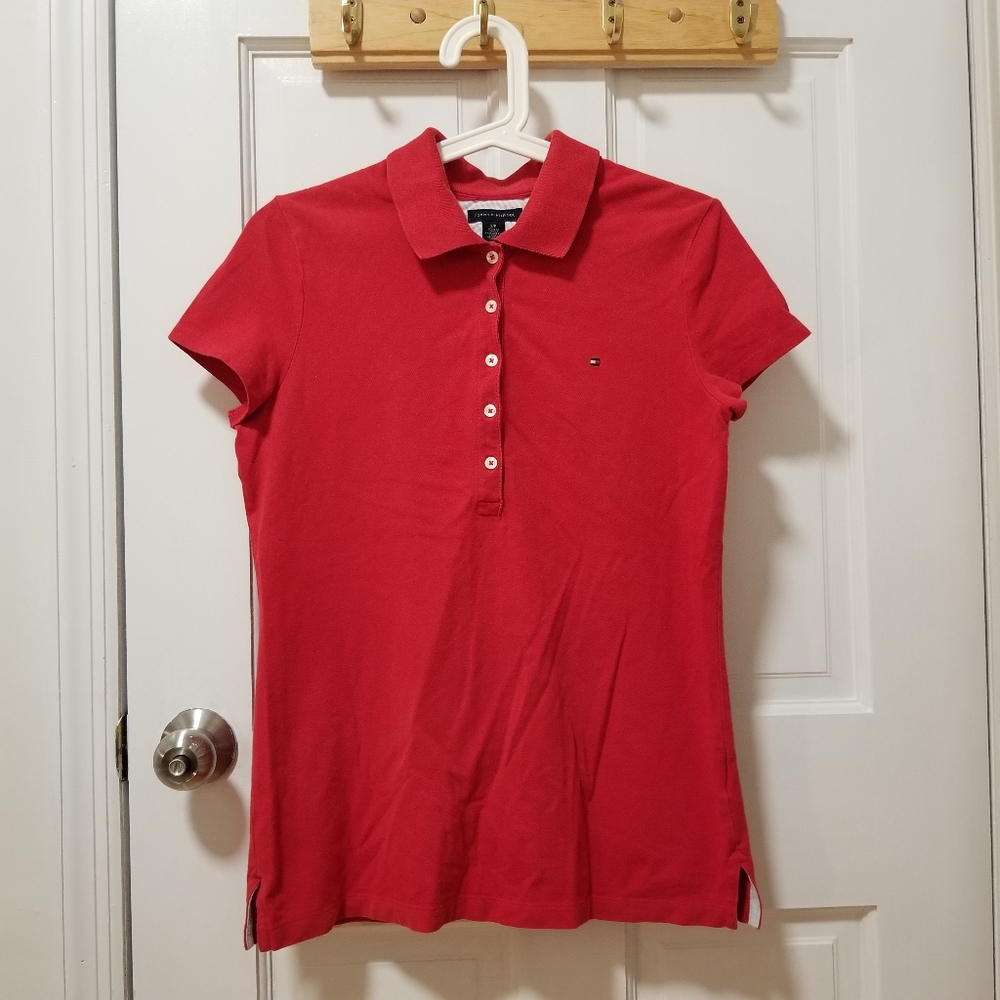 ♠ Tommy Hilfiger Red Cotton Polo Shirt Size SP